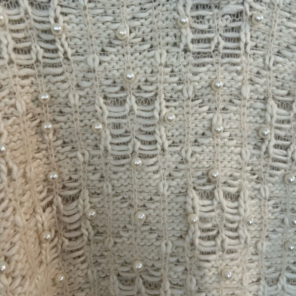 Zara Cream Sweater with Pearl Accents - Picture 2 of 5